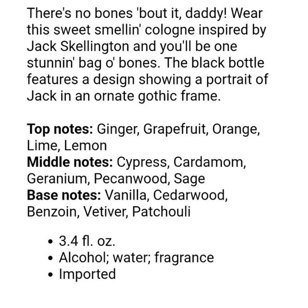 NEW Disney The Nightmare Before Christmas Bone Daddy Cologne Jack Skellington - Picture 4 of 4
